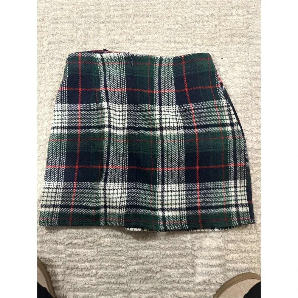 Women's Plaid Mini Skirt Blue Green Red‎ Size S 100% Cotton Academia